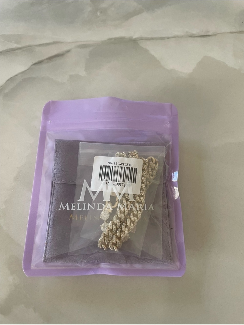 NWT Melinda Maria Gold “Pavé Julian Loves Diamonds Necklace 6.8mm” - Picture 8 of 9